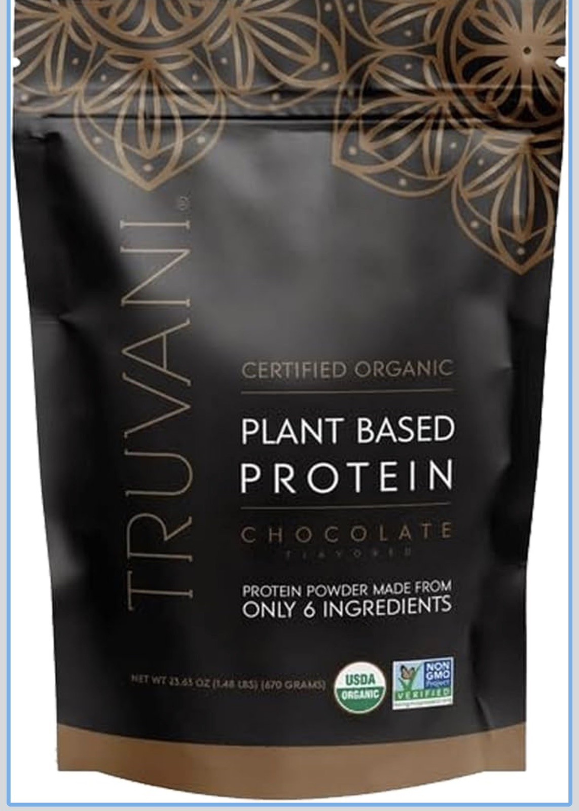 2 bags of Truvani Vegan Protein Powder Chocolate 1.5lb Organic Plant Based