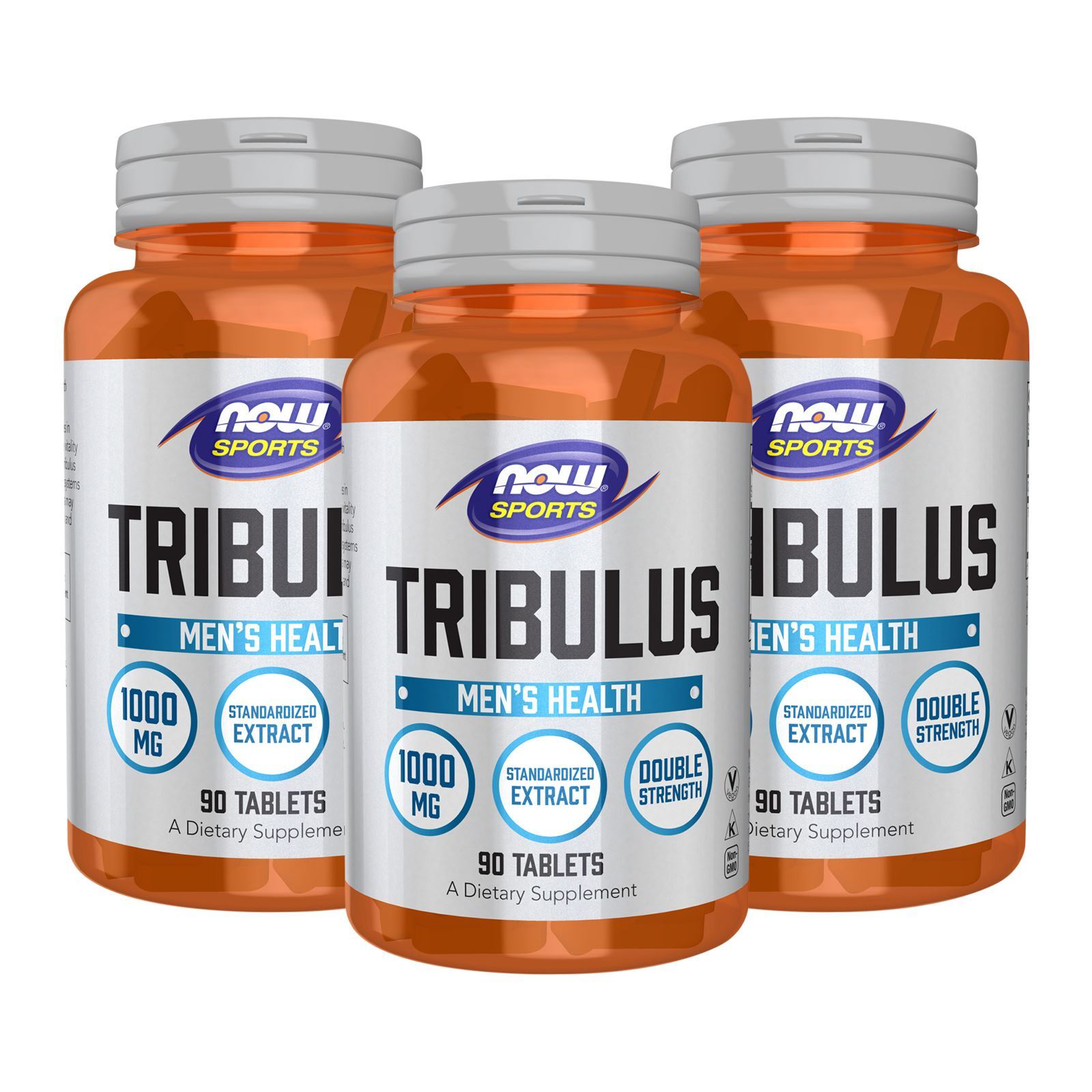 3 x NOW FOODS Tribulus 1000 mg 90 Tabs 45% Saponins Testosterone Boost