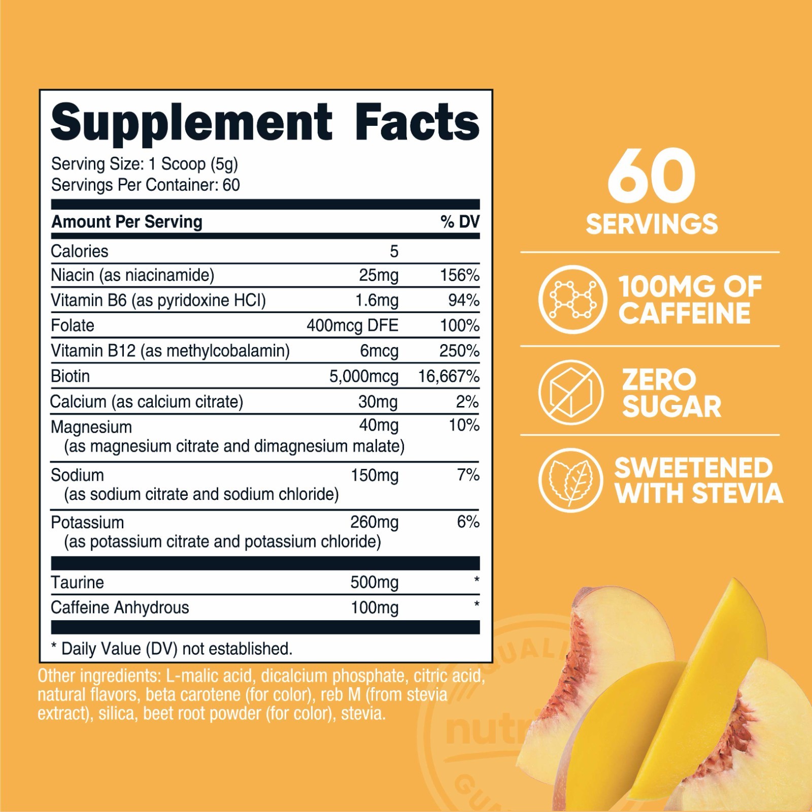 Nutricost Hydration + Energy Powder (Peach Mango) 60 Servings