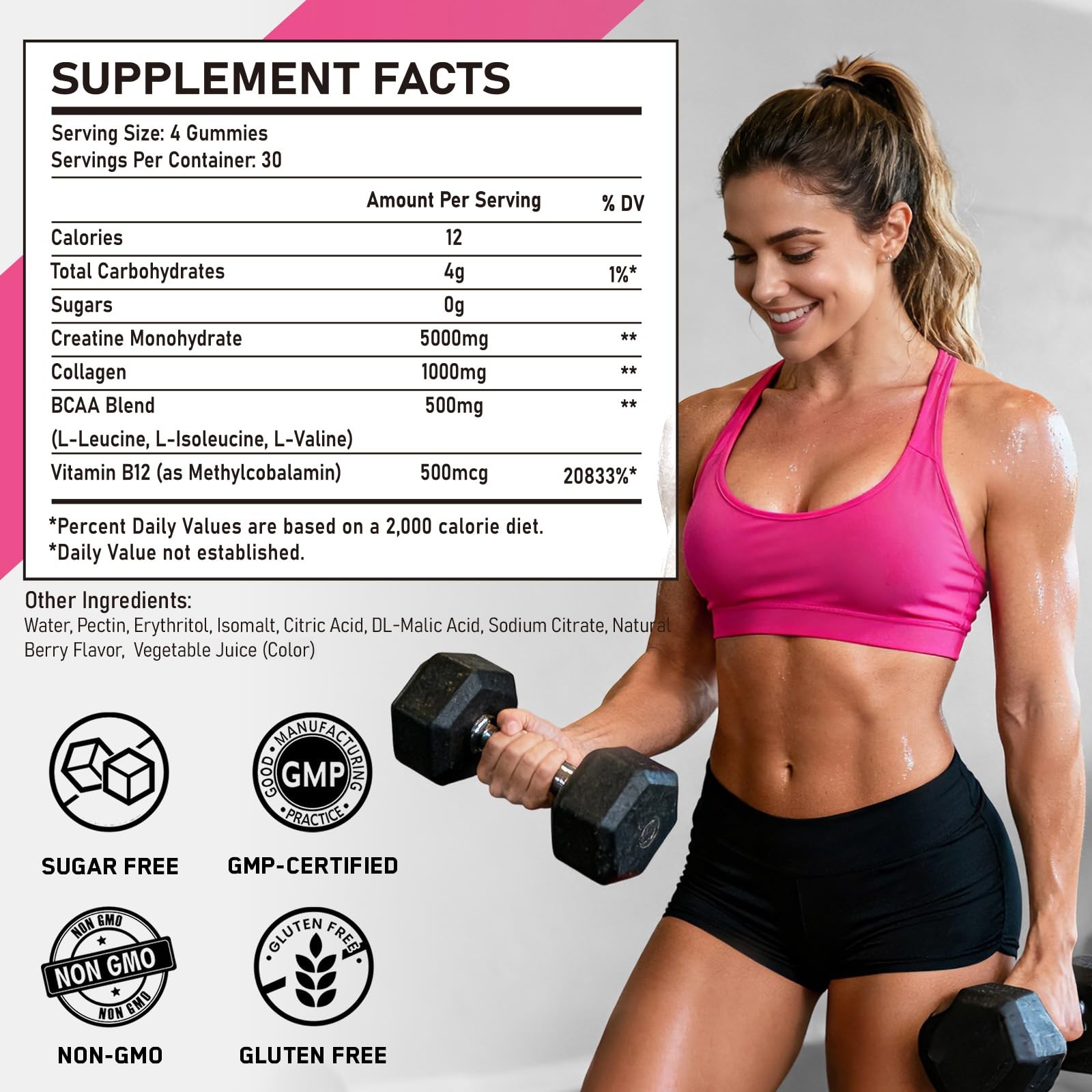 Creatine for Women, 5000mg Complex with Collagen & BCAAs, Vitamin B12, Creati…