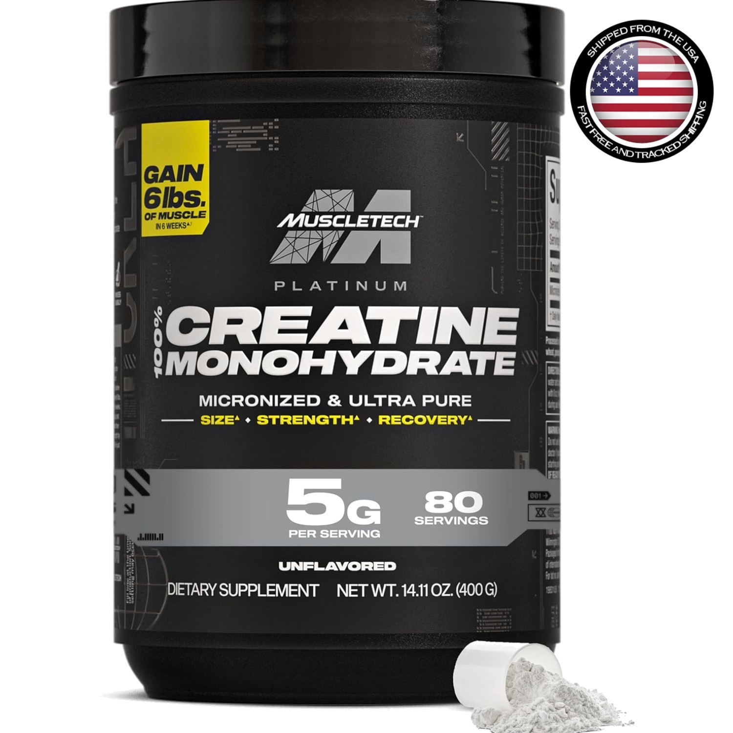 HPLC-Tested Unflavored Creatine Powder – Boost Strength & Performance, 80 Scoops