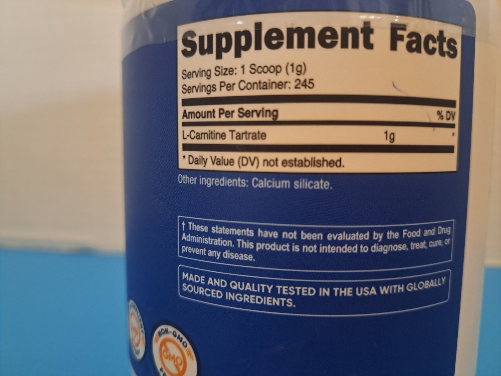 Nutricost L-Carnitine Tartrate Powder (250 Grams) – 1 Gram per Serving