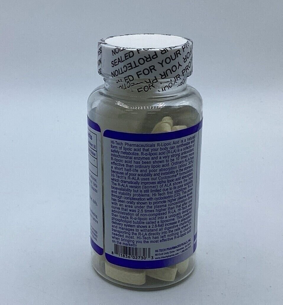 Hi Tech Pharmaceuticals R-ALA, R-Lipoic Acid 60 Tablets Exp. 08/28