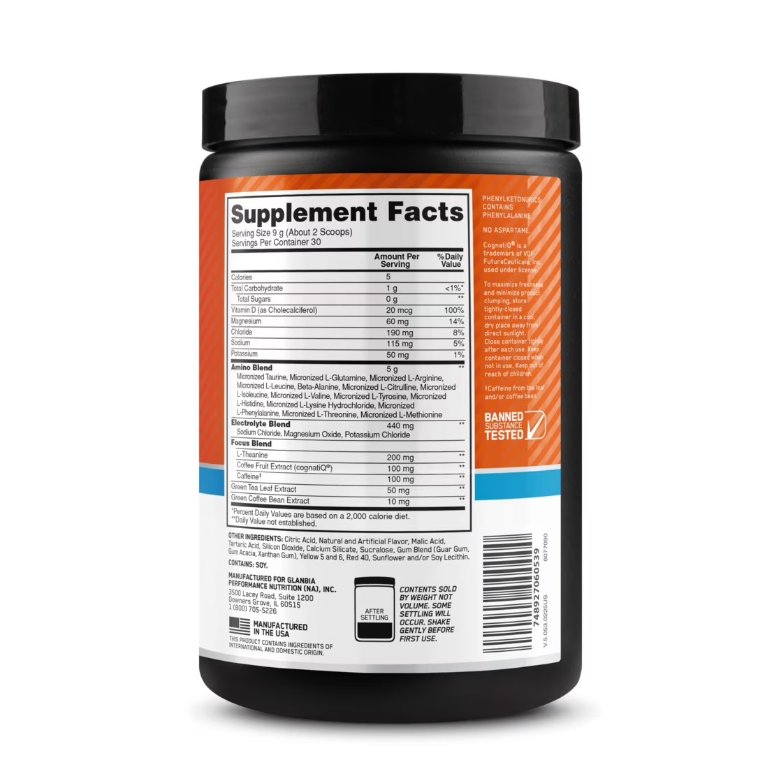 Essential Amino Energy Powder plus Hydration, Tangerine Wave, with BCAA, Electro