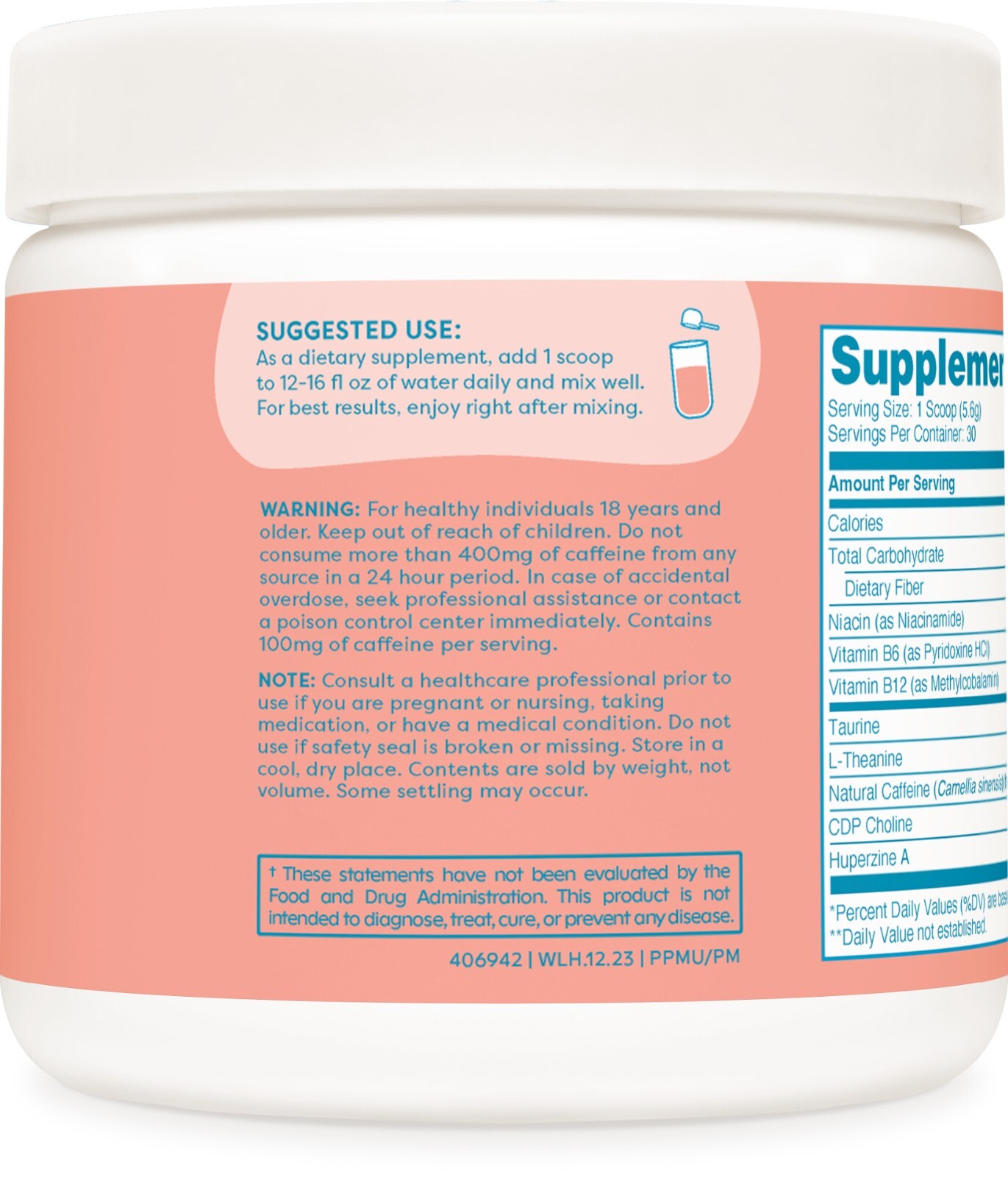 Wellah Perfect Pick-Me-Up (Strawberry Lemonade) 30 Servings