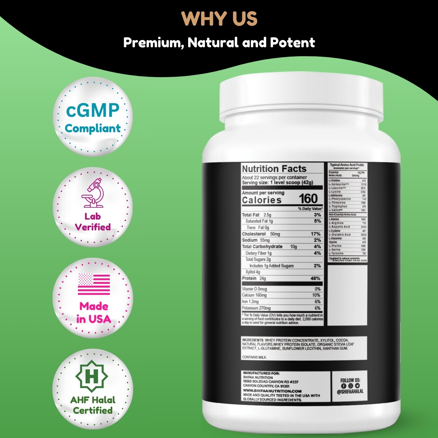 Delicious Creamy Chocolate Halal Whey Protein Powder 2Lbs | By SHIFAA NUTRTION