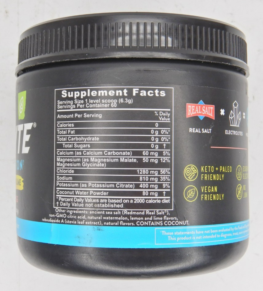 Redmond Re-Lyte Hydration Electrolyte Powder Mix Watermelon Lime 13.40 oz
