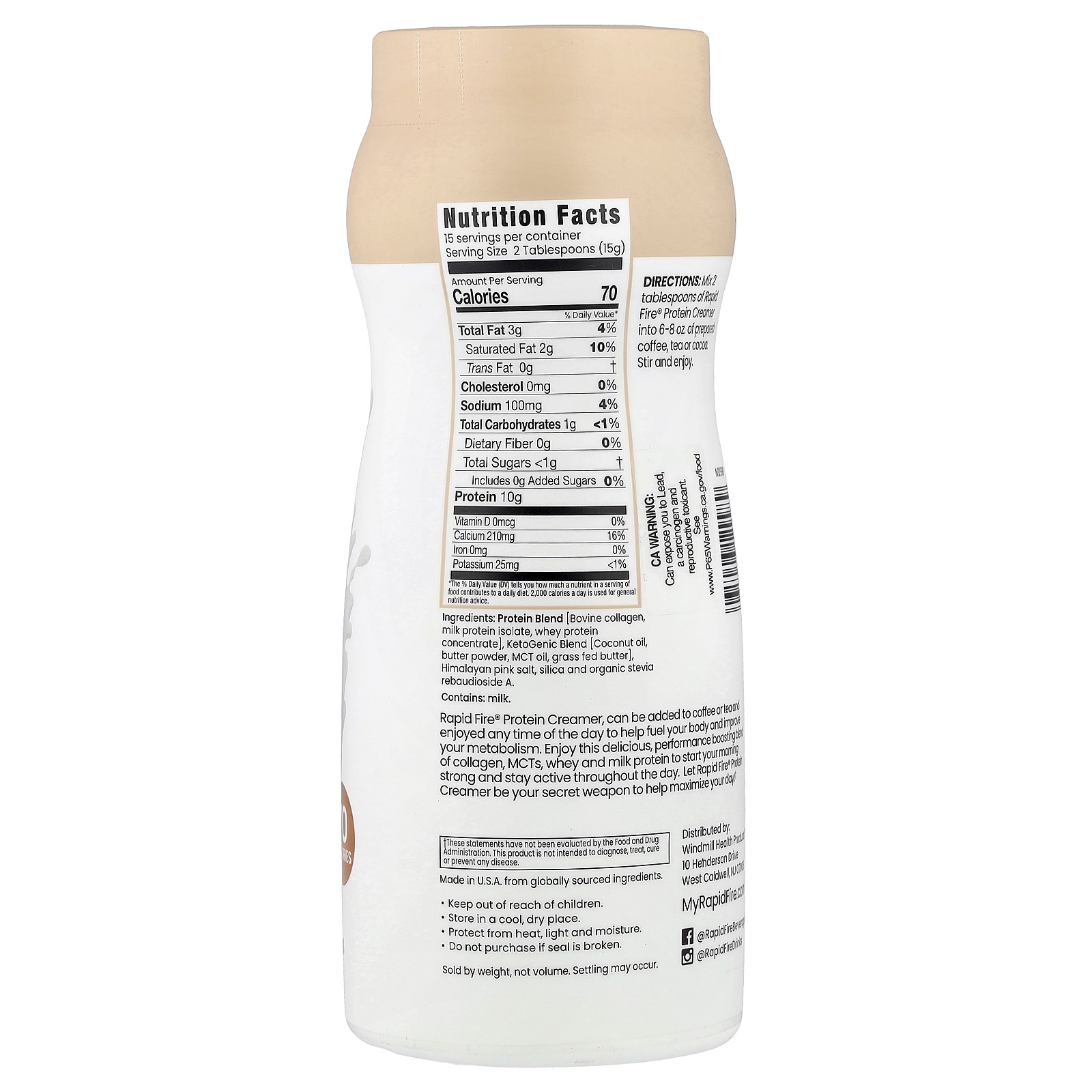 Protein Creamer, Toasted Hazelnut , 7.94 oz (225 g)