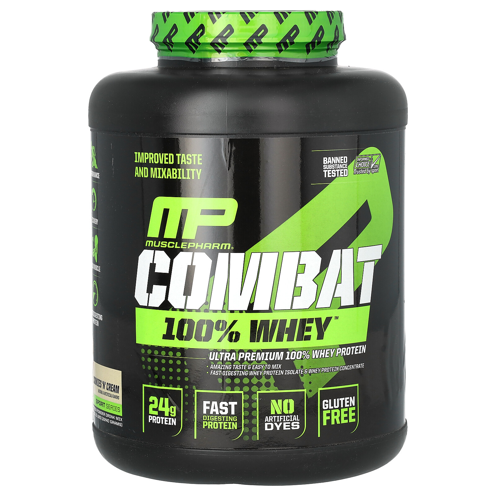 Combat 100% Whey Protein, Cookies ‘N’ Cream, 5 lbs (2,240 g)