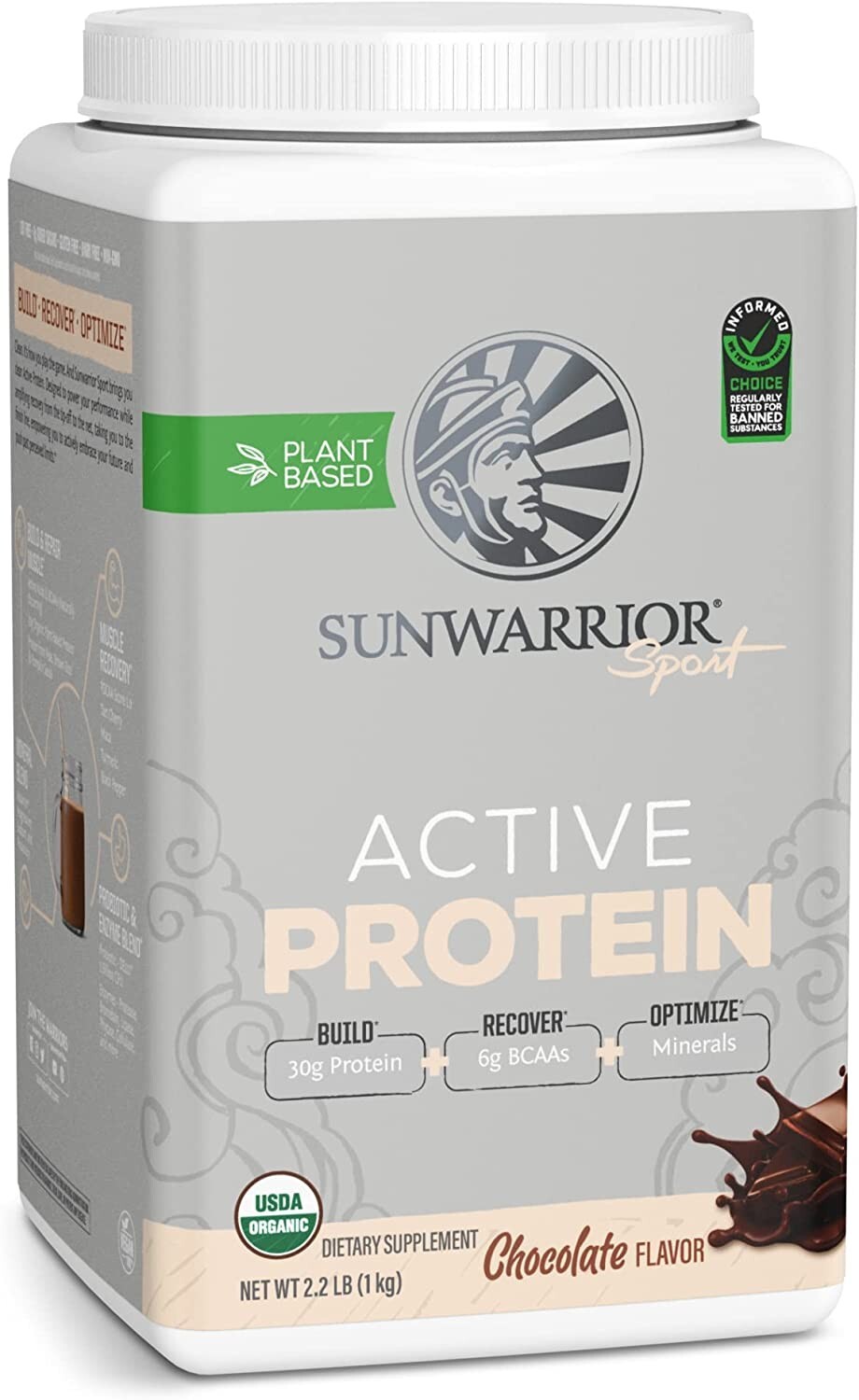Sunwarrior Pre & Post Workout Active Protein Vegan – Chocolate Protein, 2.2 lbs