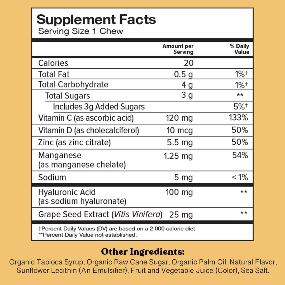 Youthful Skin, Fruity Chews Vitamins, Radiance & Hydration Formula, Hyaluroni…