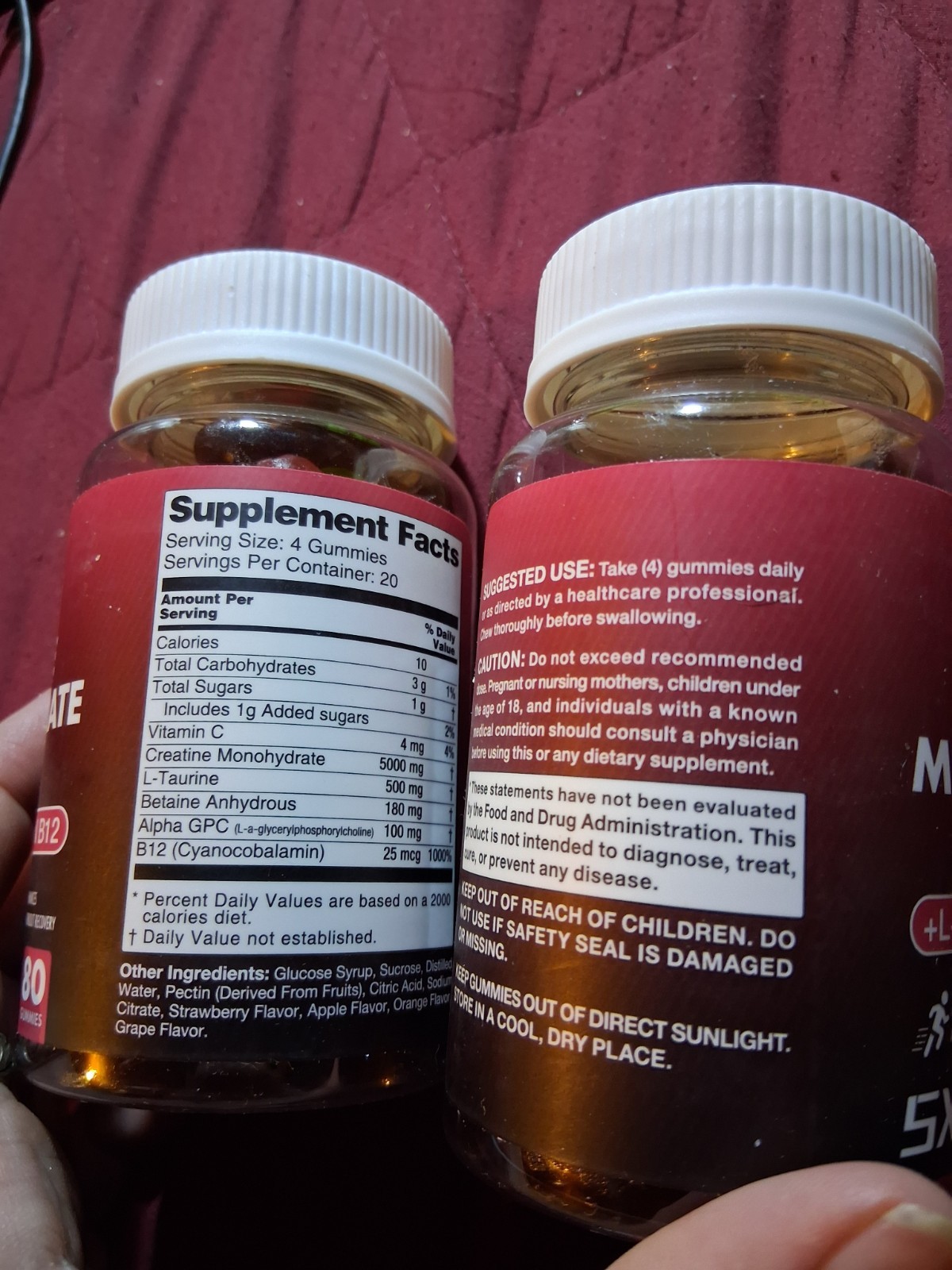Creatine Monohydrate Gummies – 5g for Men & Women, 160 Count and Creatine Chewab