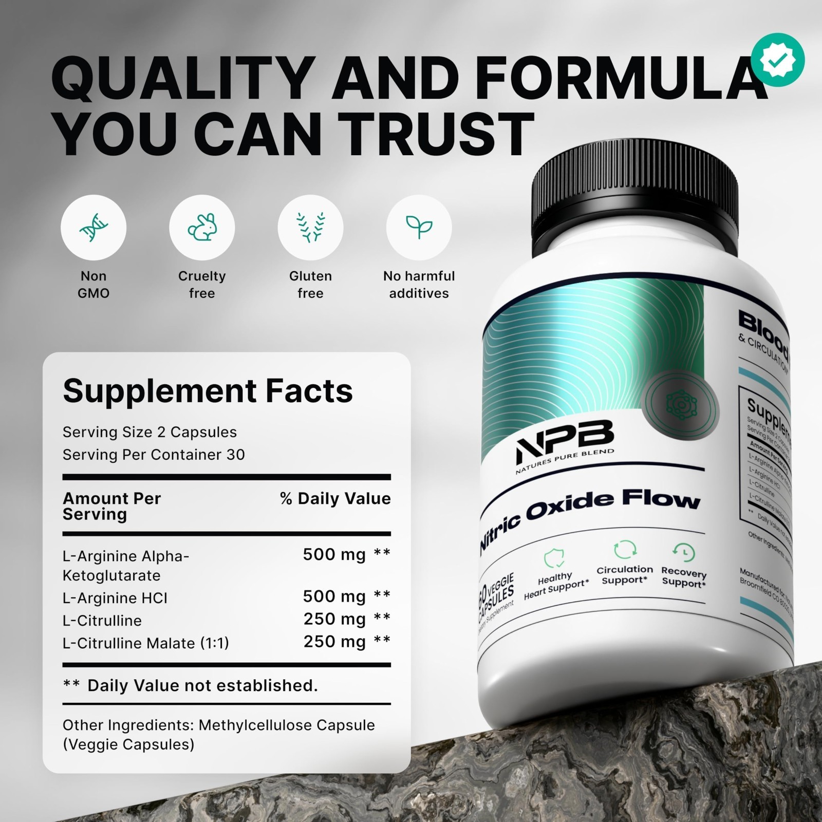 Nitric Oxide Supplements for Men – L-Arginine & L-Citrulline, Heart Support, 150