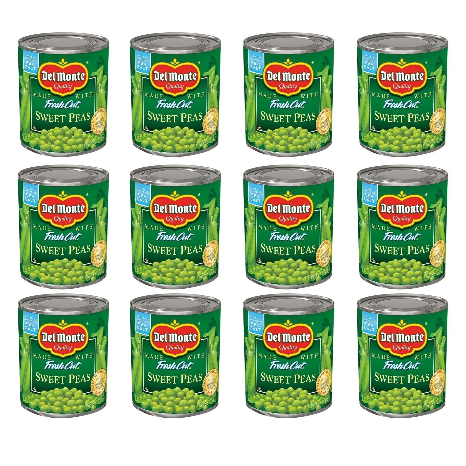 (12 pack) Del Monte Sweet Peas, Canned Vegetables, 8.5 oz Can