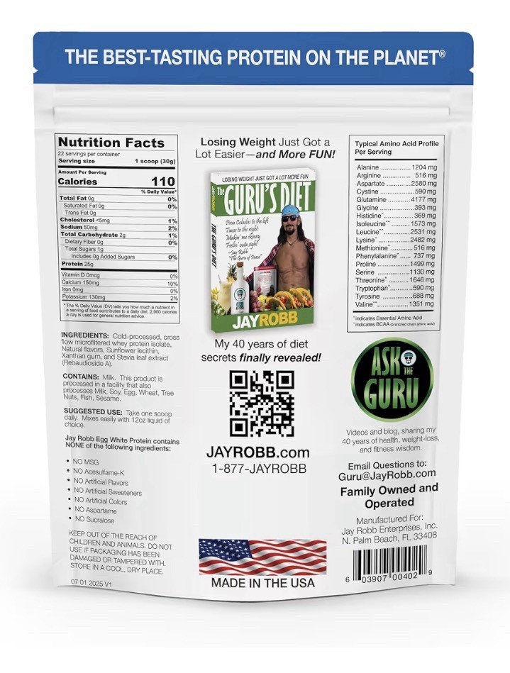JAYROBB Whey Protein Isolate Vanilla Flavored 1.5 Pound