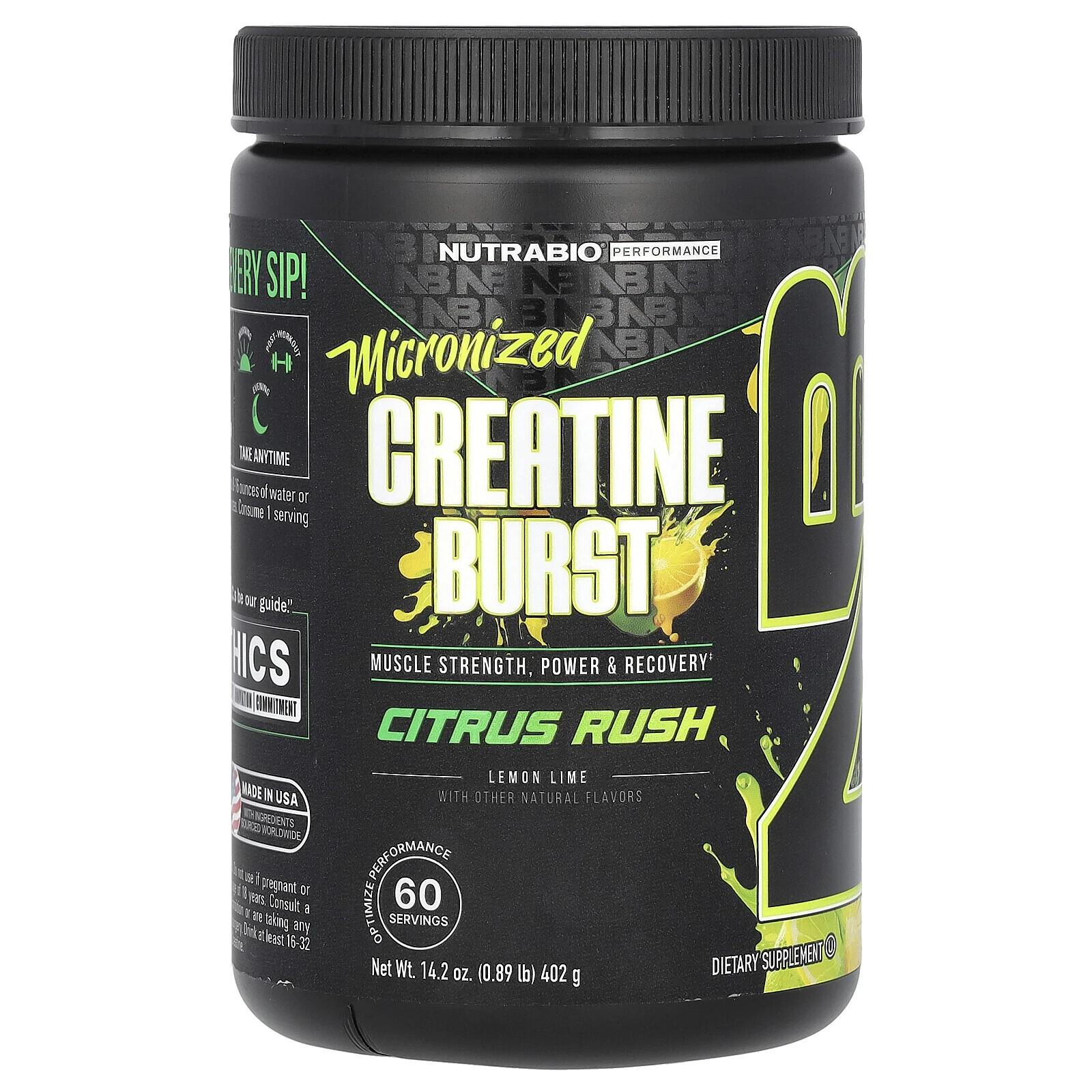 Micronized Creatine Burst, Citrus Rush Lemon Lime, 0.89 lb (402 g)