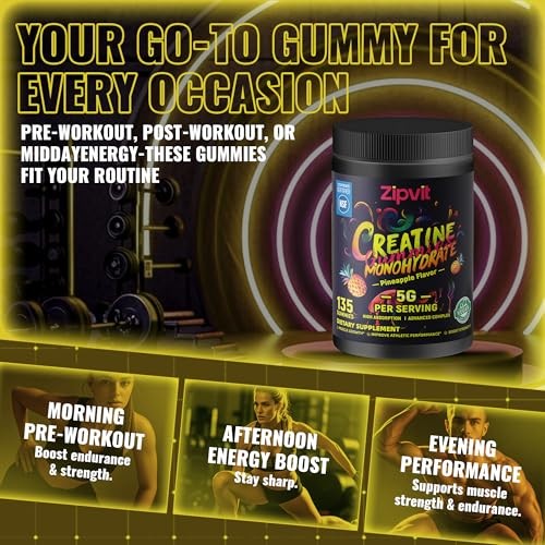 Creatine Monohydrate Gummies 5g 135 Count Muscle Strength