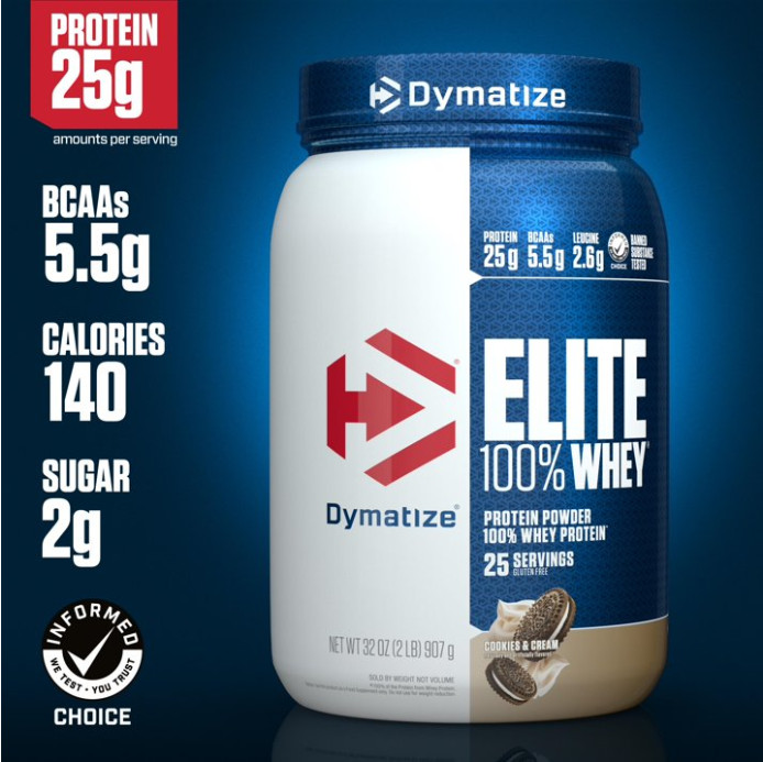 Dymatize Elite Whey Protein, Cookies & Cream, 2 lb