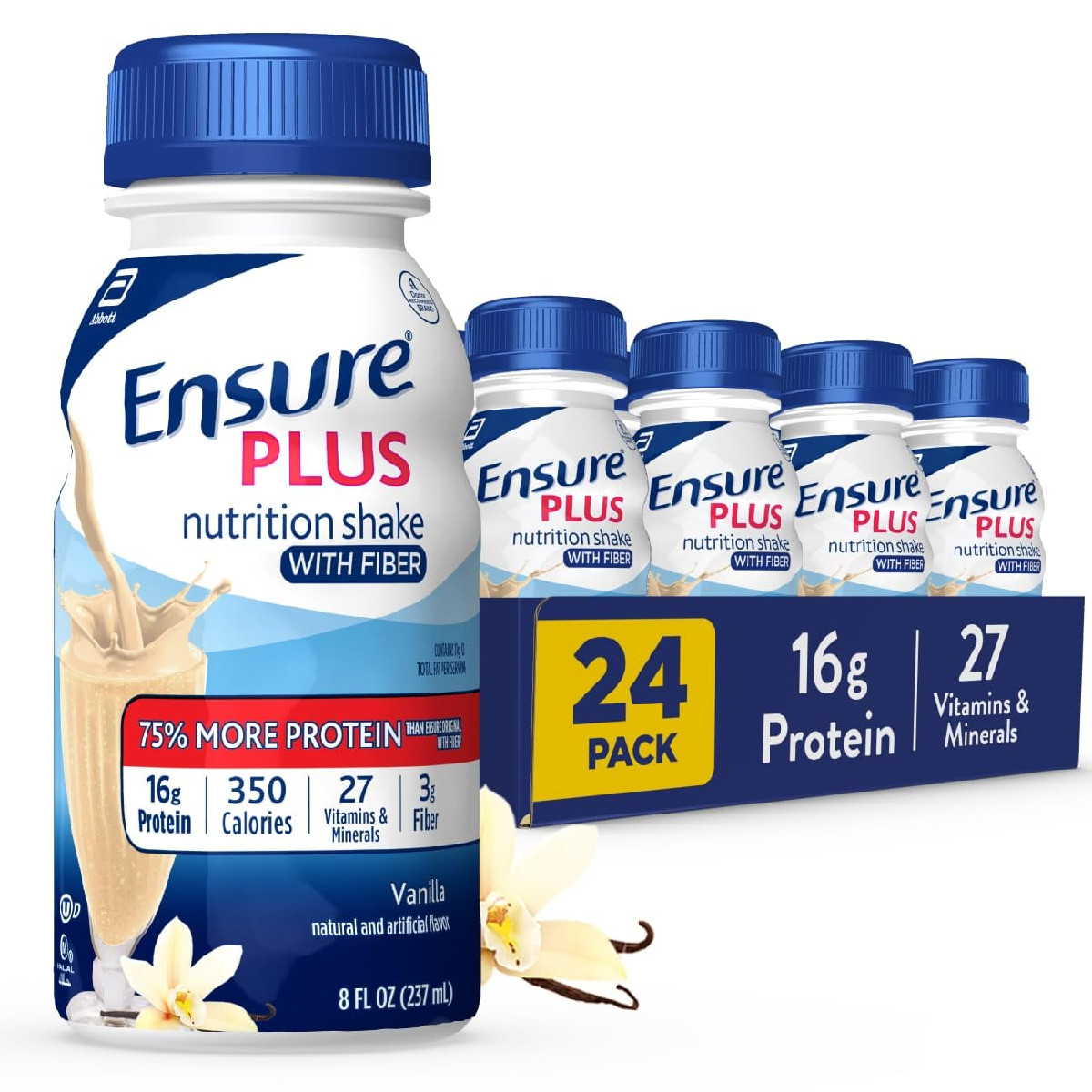 Ensure Plus Vanilla Nutrition Shake Fiber Meal Replacement Shake Ready To Drink