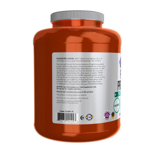 Pea Protein Unflavored Powder 7 Lbs By Now Foods