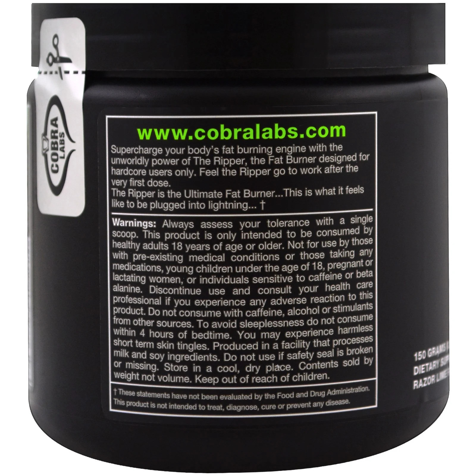 Cobra Labs The Ripper Fat Burner Razor Lime 0 33 lbs 150 g GMP Quality Assured