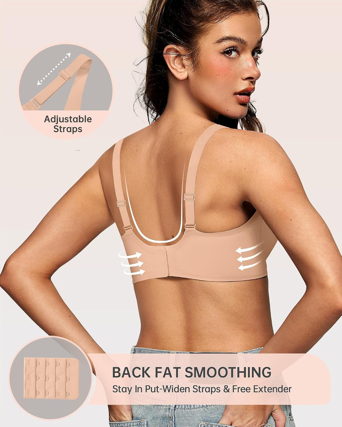 Womens Deep V Bras Wireless Comfortable Bra Supportive No Underwire Bras Tshirt
