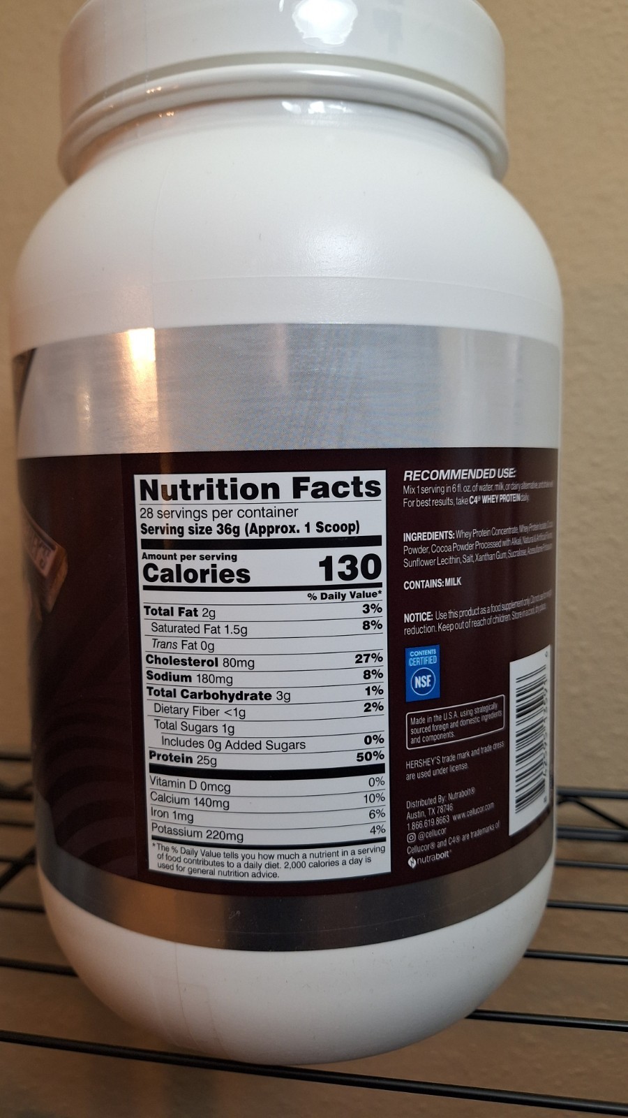C4 Whey Protein Hershey’s 🍫 28 Servings, 25g Protein, 10/2027✨️