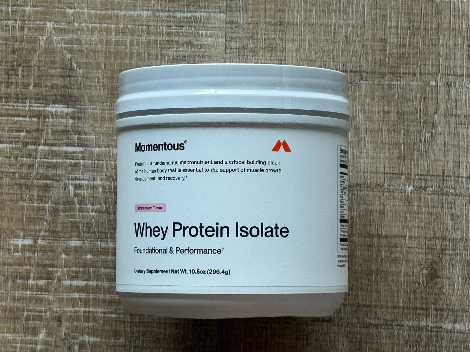 Momentous Strawberry Whey Protein Powder NSF 10.5oz SEALED EXP 6/27