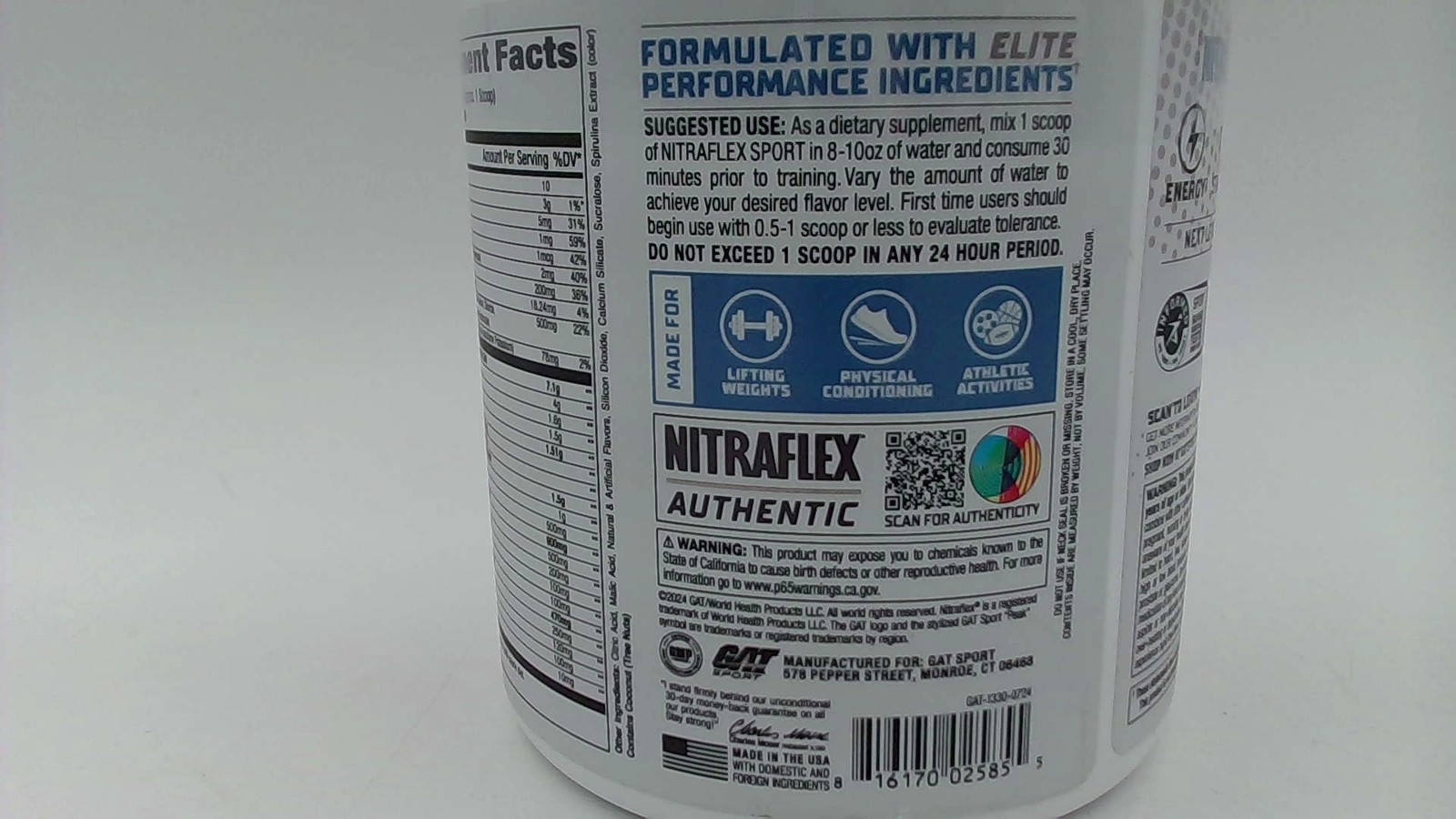 Nitraflex Sport Pre-Workout Powder 20 Servings Blue Raspberry Blast-EXP:07/2027