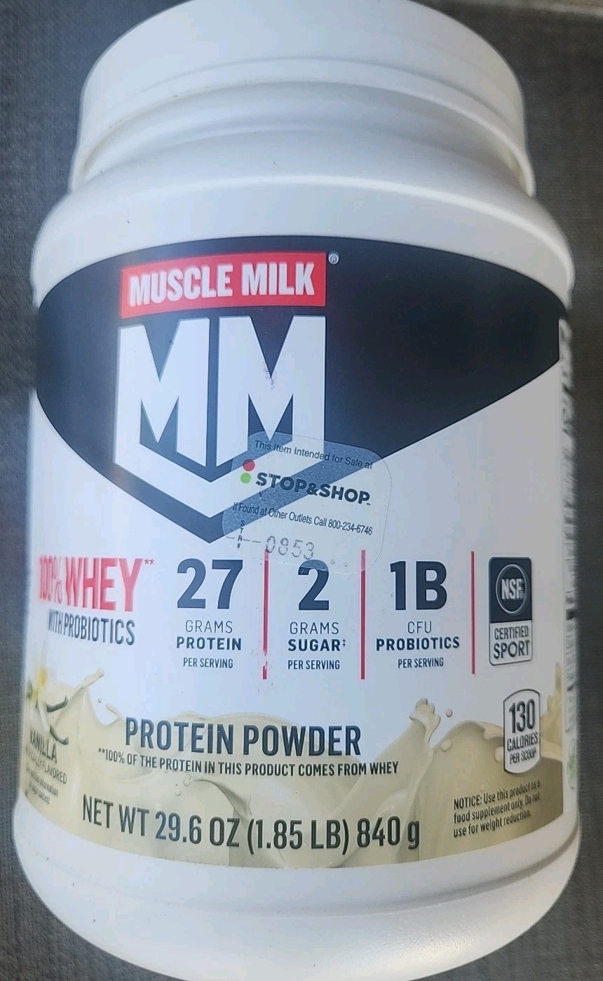 100% Whey With Probiotics Protein , Vanilla, 1.85 Pound Muscle Milk 23 Servings