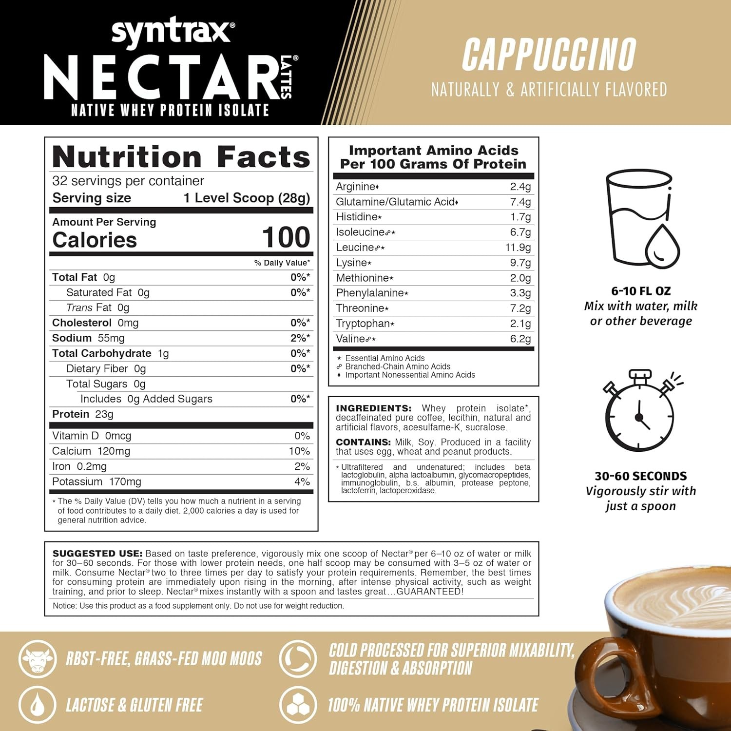 Syntrax Nectar Lattes 2lb Protein Powder – Cappuccino