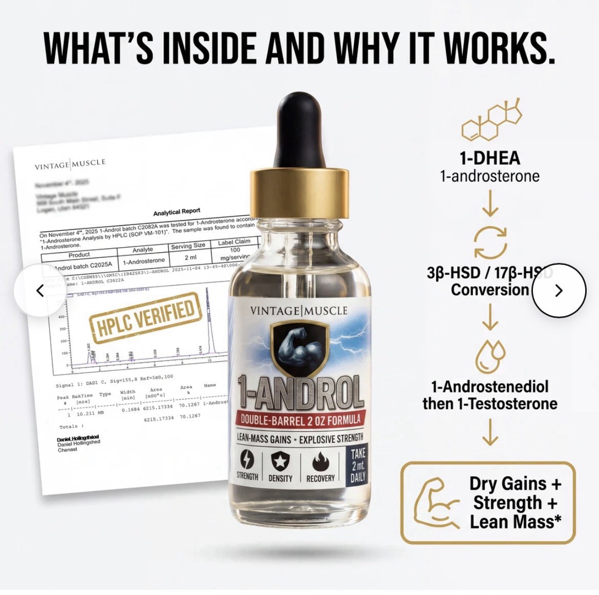 1-Androl Vial🧪 Muscle/Strength Gains 2 Step Pre Cursor By Vintage Muscle 💪🏛️