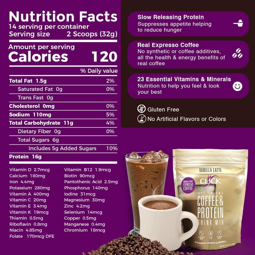 Click Coffee & Protein Powder Bag – Vanilla Latte