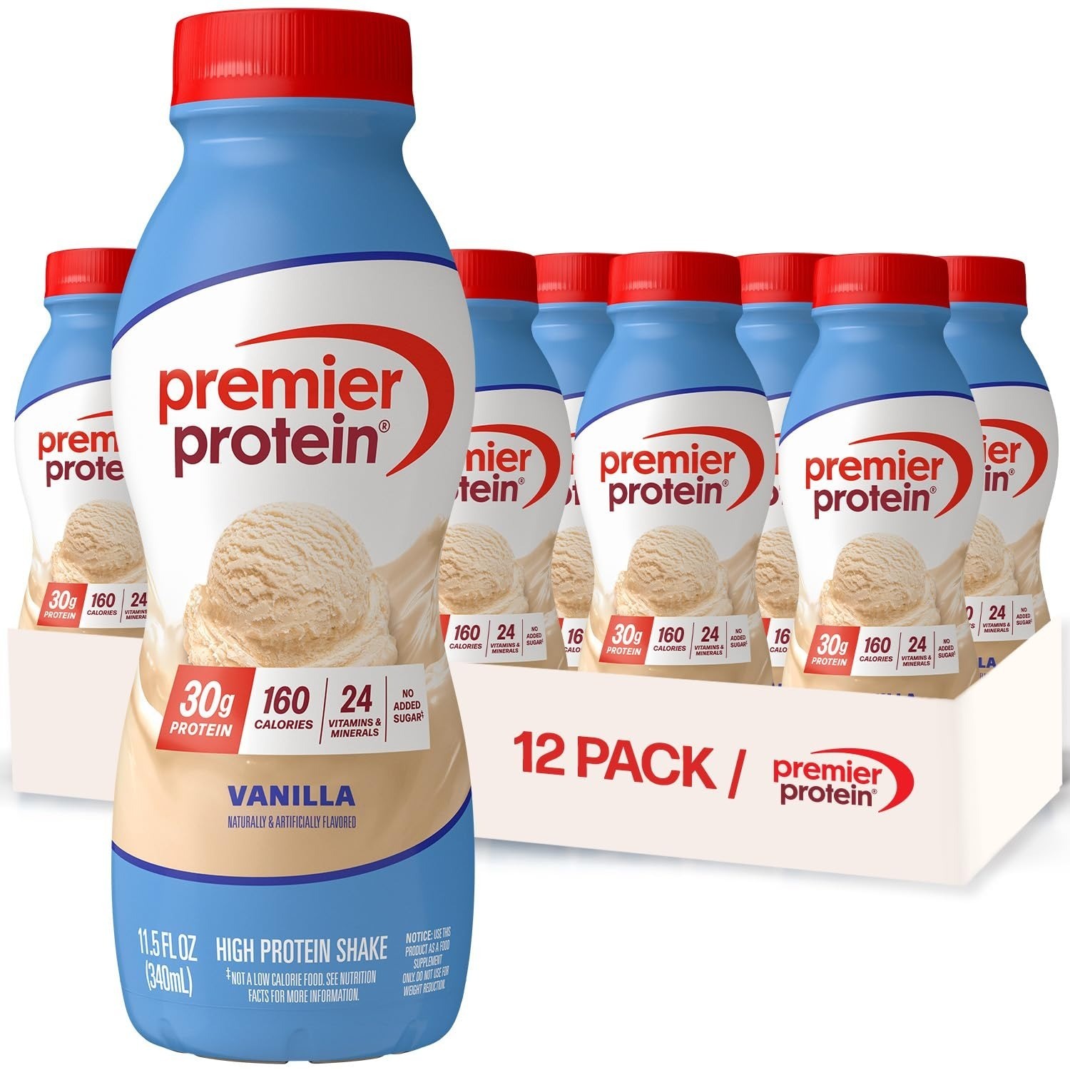 Premier Protein Shake, Chocolate, 30g Protein, Gluten-Free, 12 Pack