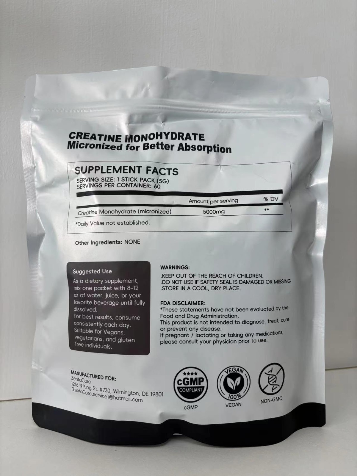 Creatine Monohydrate Stick Packs 5g – 60 Single Serve Creatine Packets, Micro…