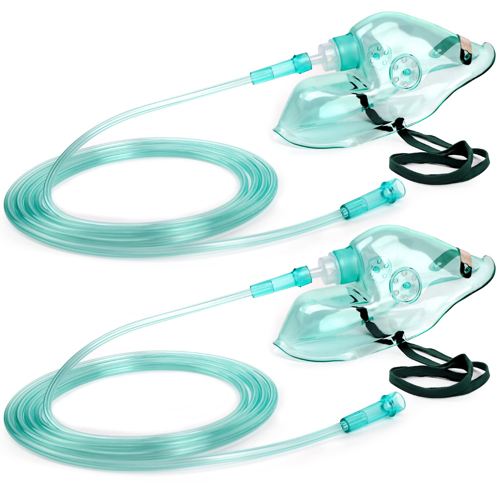 ANSNF 2 Pack Oxygen Mask for Face Adult with 6.6′ Tube & Size L-2pcs, Green
