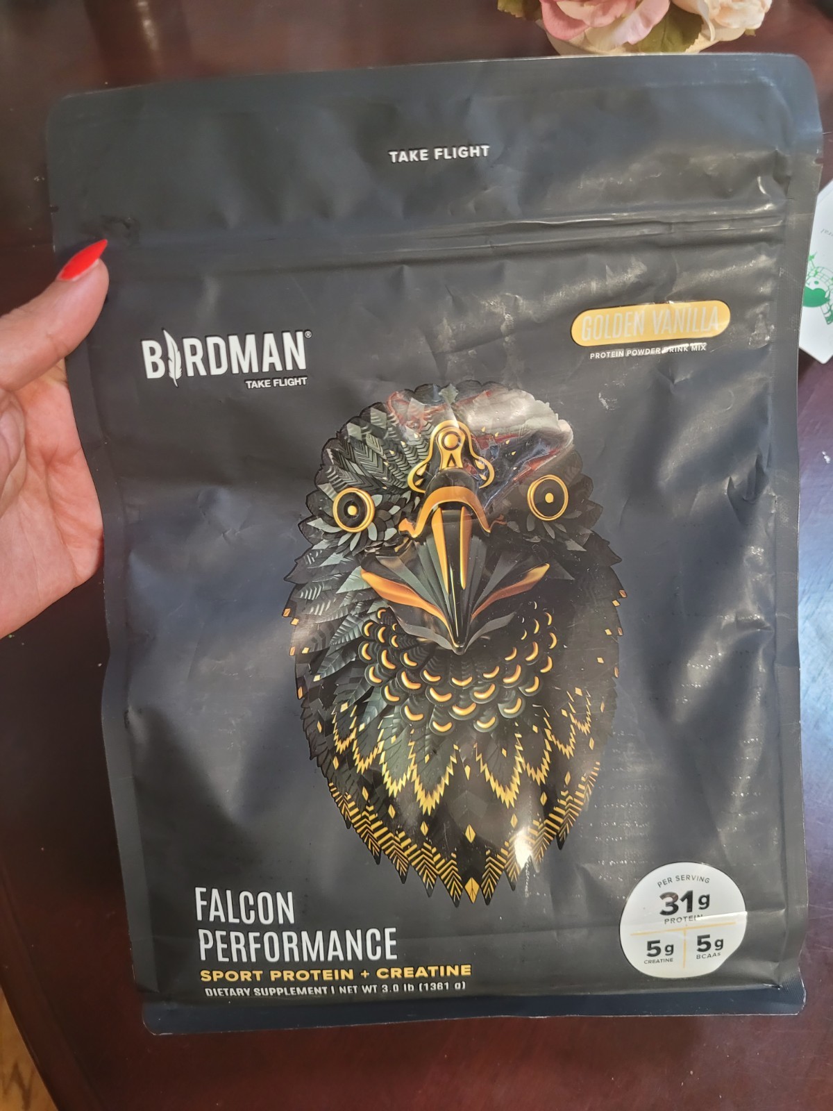 Birdman Falcon Vegan Protein Powder, vanilla, 31g Protein, 28 Servings