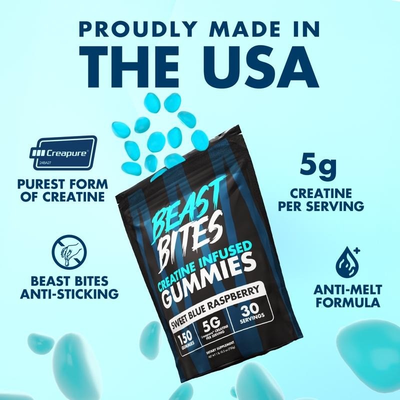 Creatine Infused Gummies – Beast Bites Madewith Creapure&NSF Certified for Sport