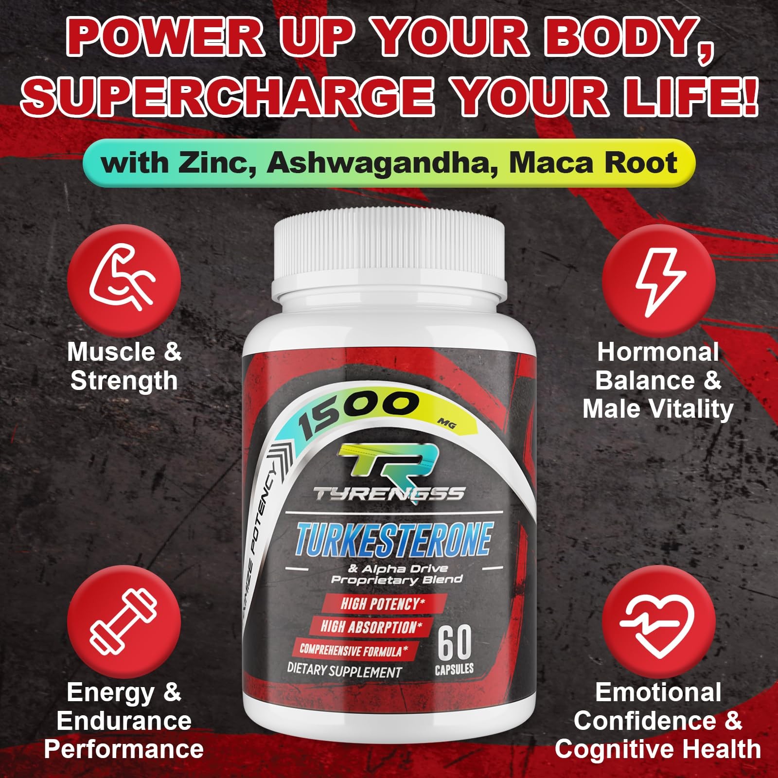 Testosterone Supplement for Men – Booster 60 Count (Pack of 1)
