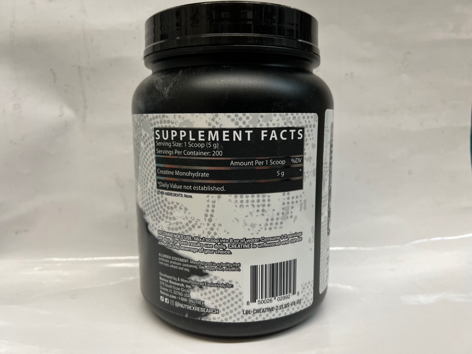Nutrex Research Creatine Monohydrate 1000gm. (200 Servings)