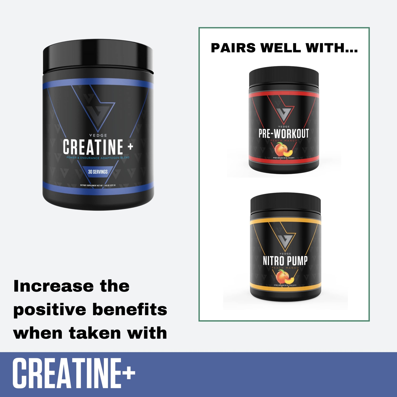 vedge Nutrition Creatine + | Vegan Plant-Based Creatine Monohydrate Powder | …