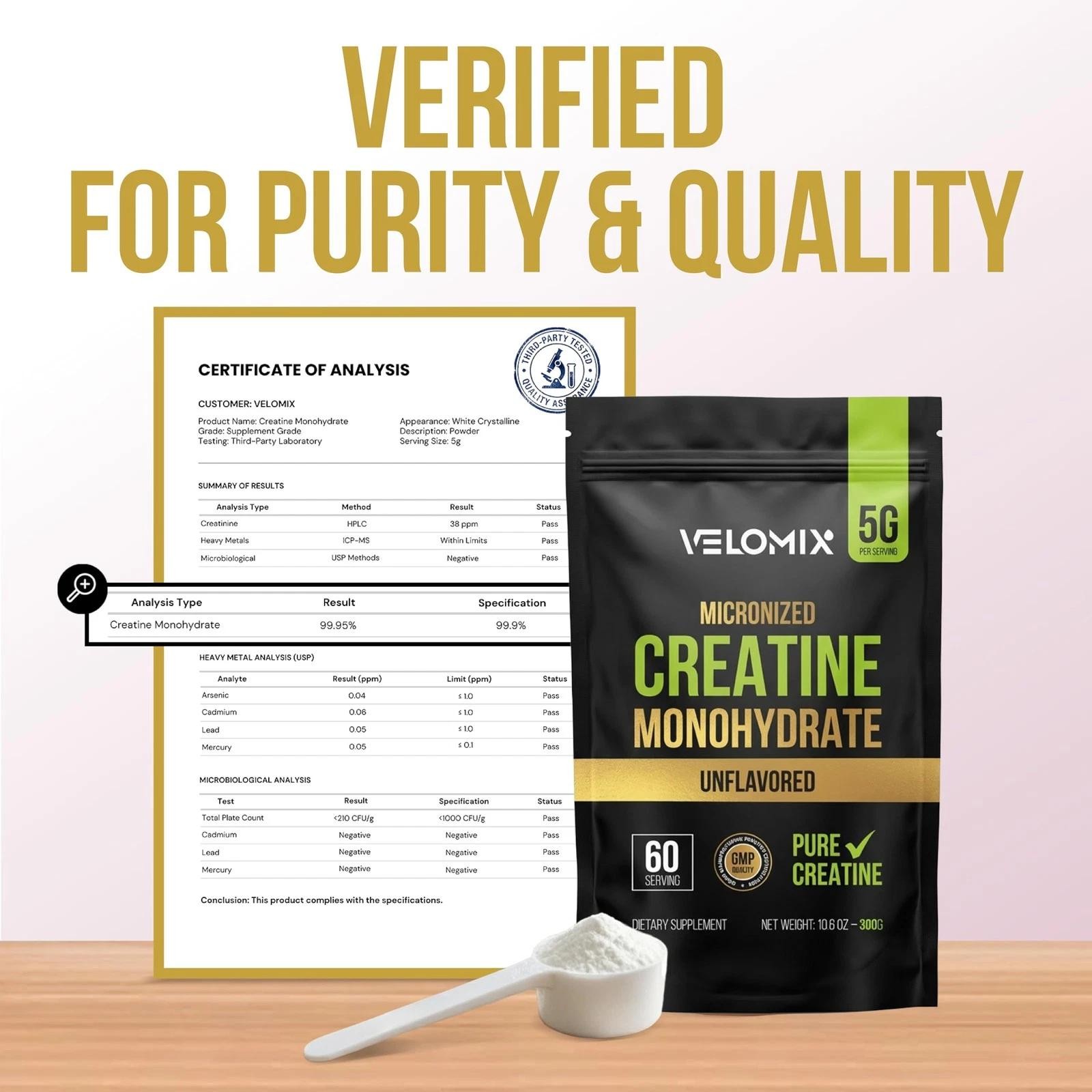 Micronized Creatine Monohydrate Powder – 100% Pure Creatine Powder Unflavored an
