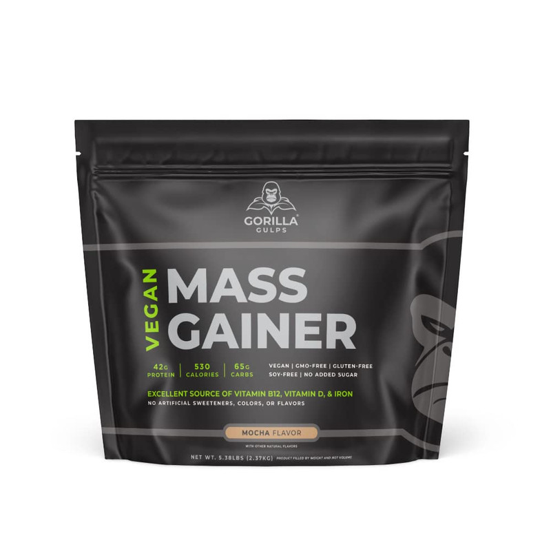 Gorilla Gulps Mocha Vegan Mass Gainer 5 Lb Natural High Calorie Protein Powder