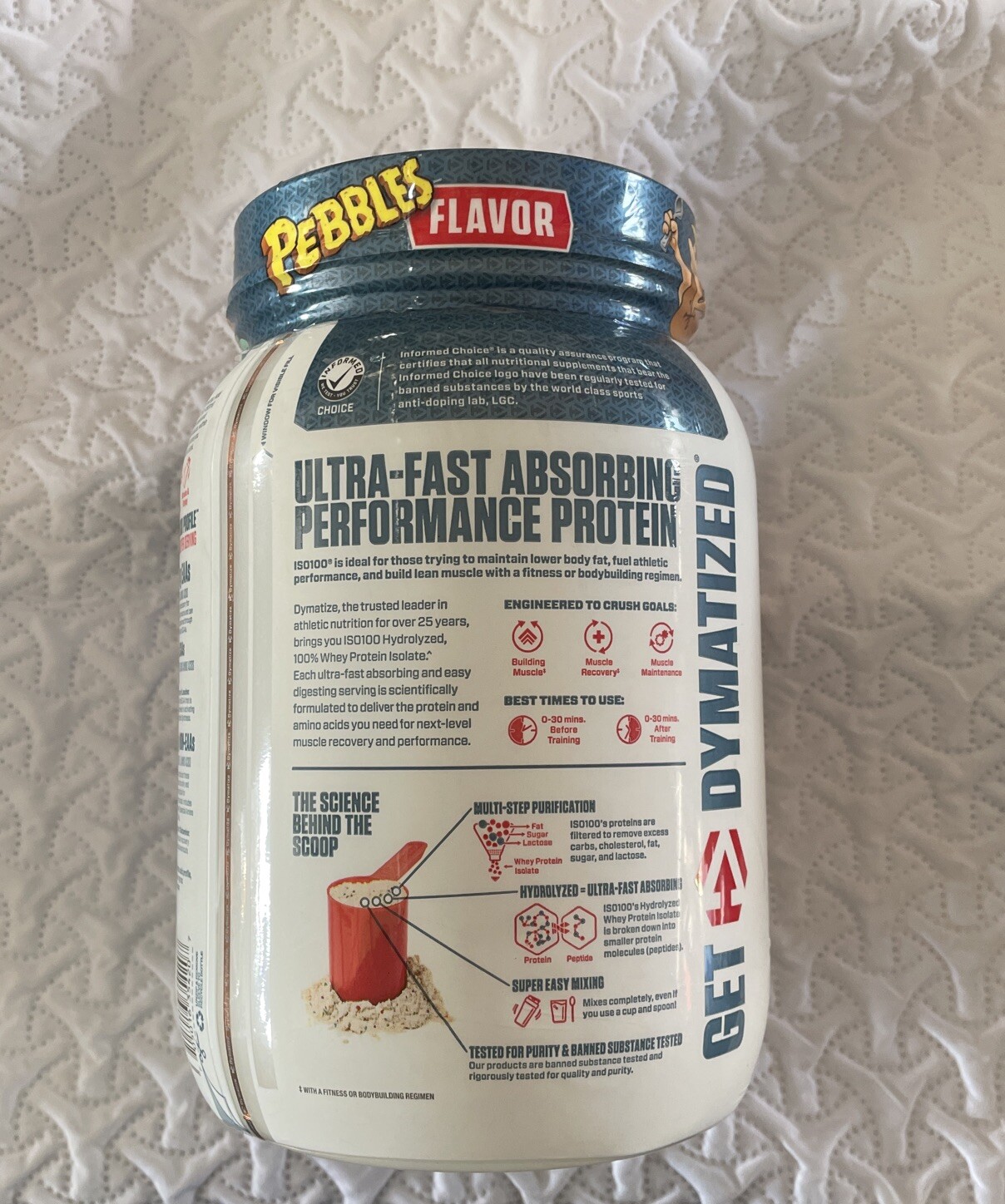 DIMATIZE ISO 100 HYDROLYZED PROTEIN POWDER FRUITY PEBBLES 21.5 oz EXP.03/2026