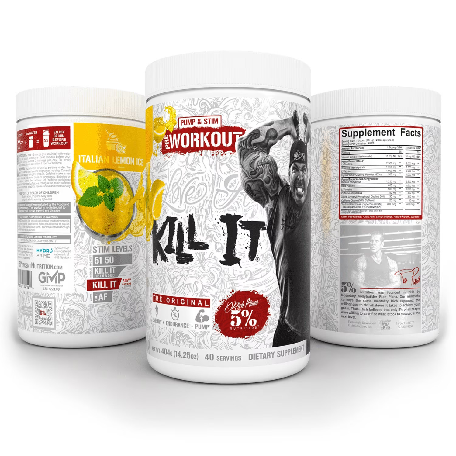 Rich Piana Kill It Pre-Workout Powder Supplement with Creatine & Caffeine for Pu