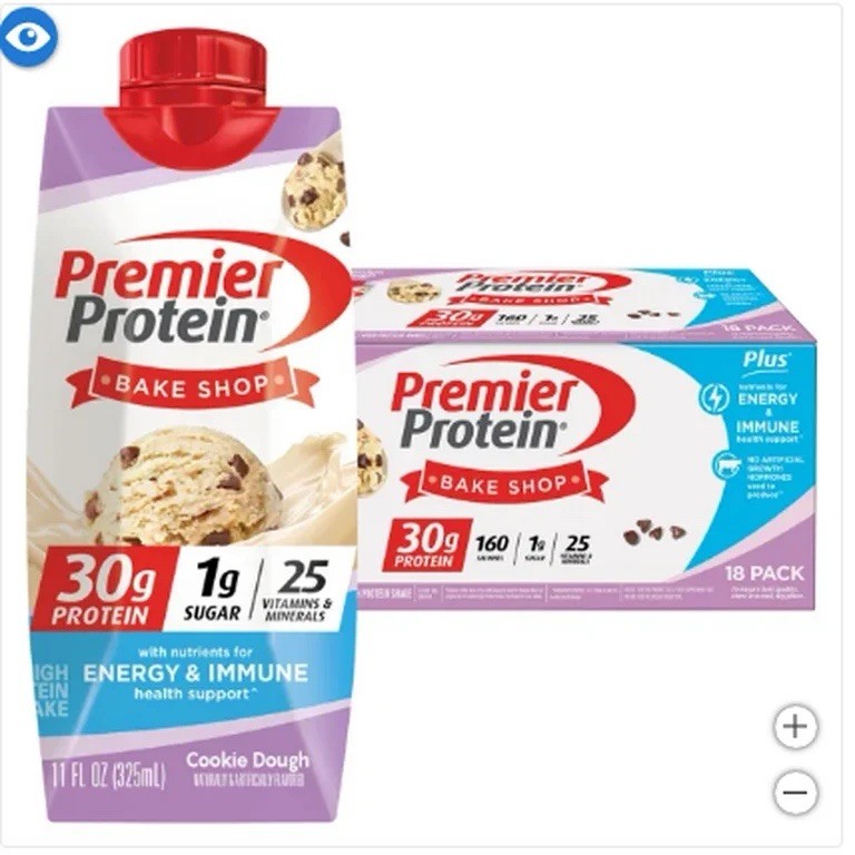 Premier 30gProtein PLUS Energy/Immune Support Shakes,CookieDough,11fl oz,18-pack