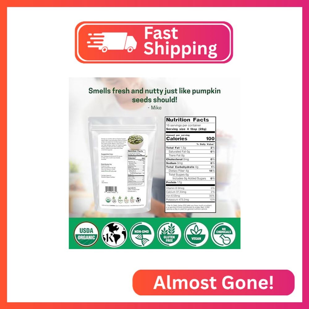 Z Natural Foods Organic Pumpkin Seed Protein Powder – Nutrient-Dense Fiber Suppl
