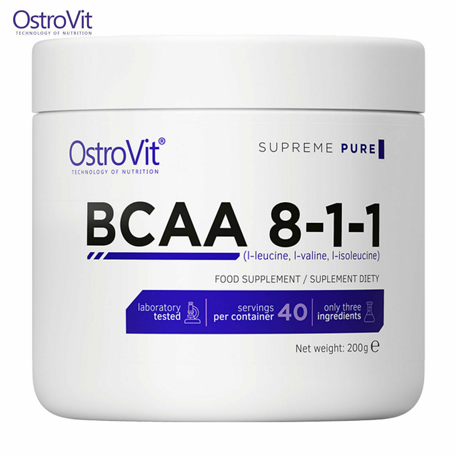 OstroVit BCAA 8-1-1 200g Amino Acids Whey Protein -Anabolic Powder Muscle Growth