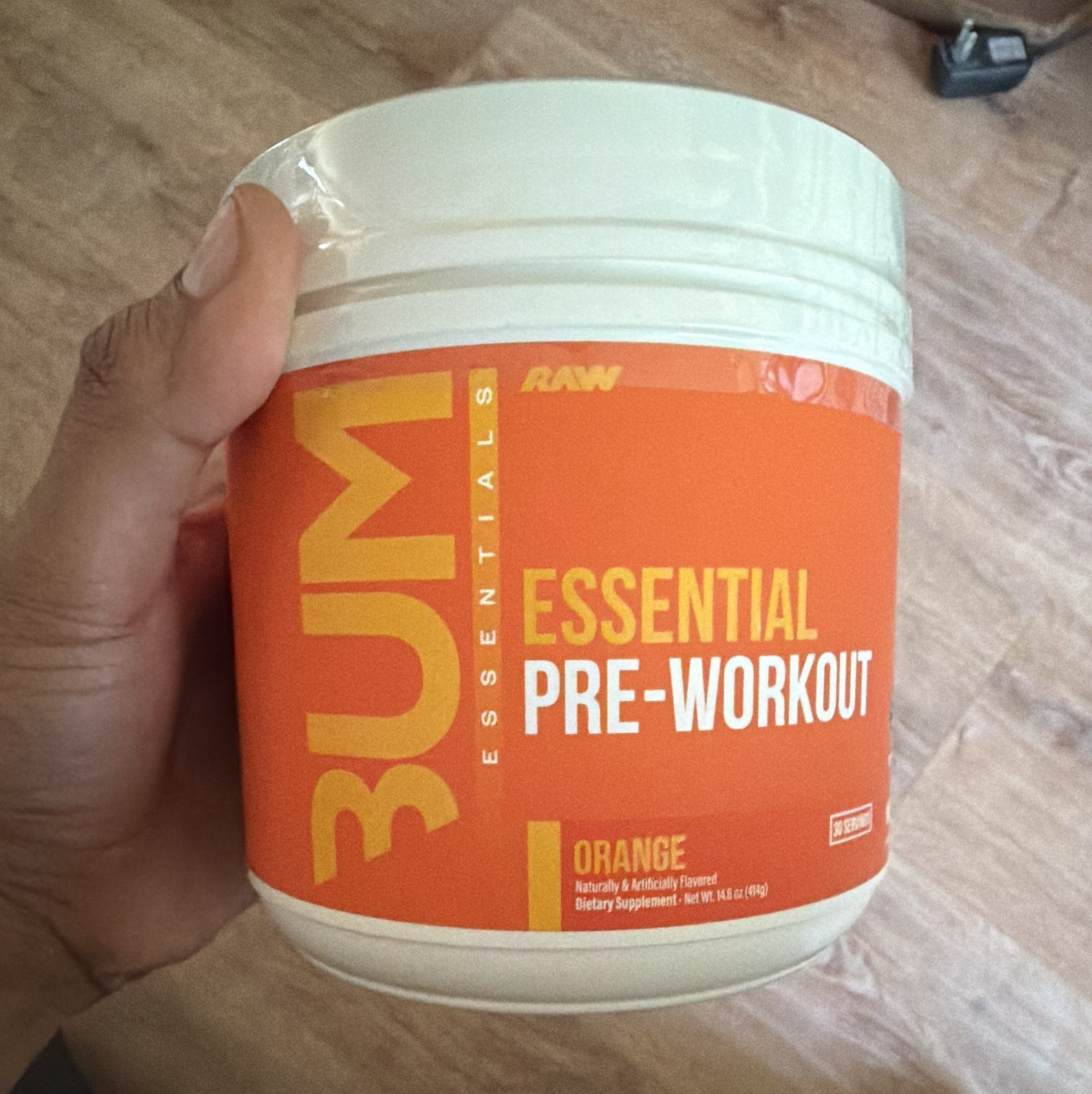 RAW Essential Pre-Workout Powder Orange 14.8 oz 30 Servings