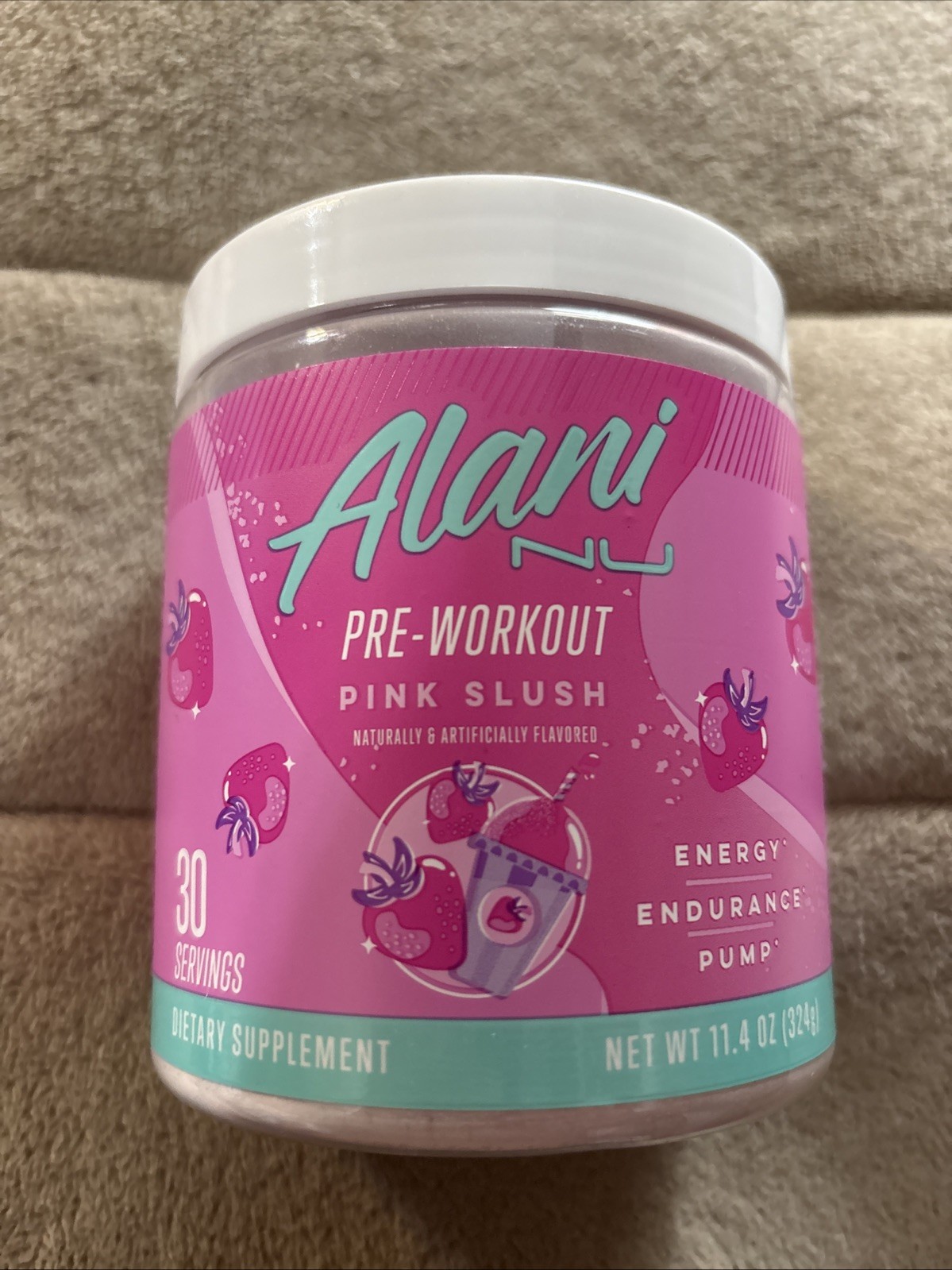 Alani Nu Pre Workout Powder Pink Slush, 30 Servings, 11.4 Oz. Exp 02/2028